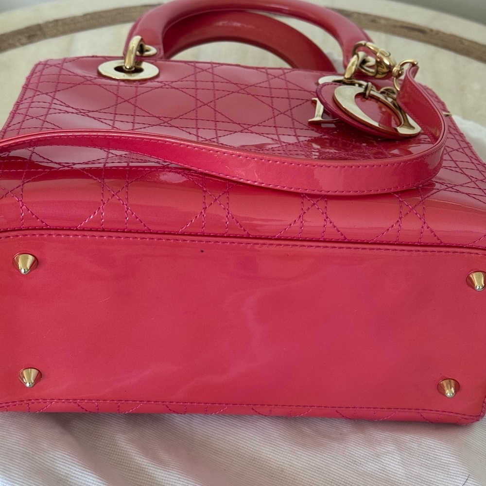 Dior Pink Quilted Handbag, patent leather, original dust bag - Picture 13 of 15